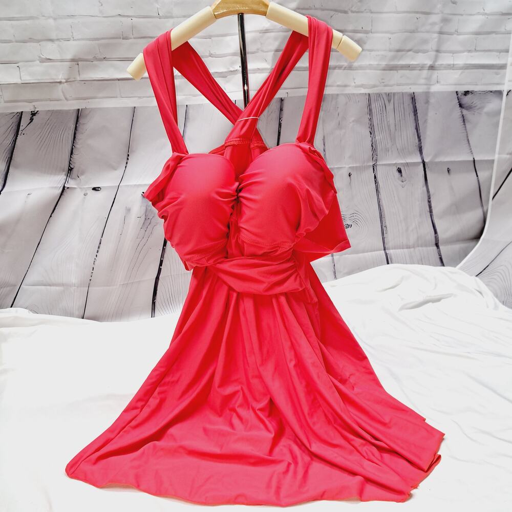 NWT COCOPEAR Women's 4XL Pinky Coral 1 piece swimsuit with built-in bottoms
